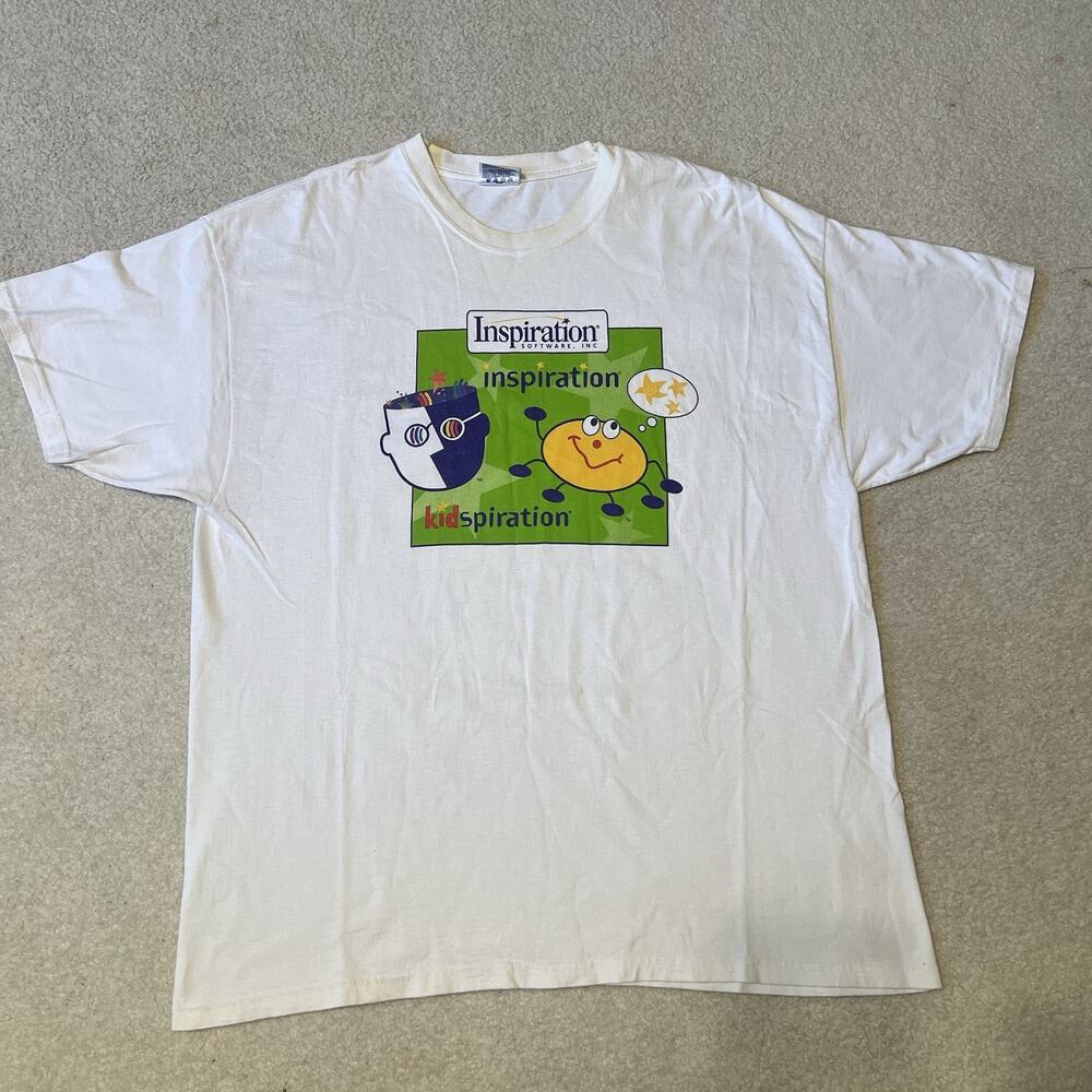 Vintage 90s Inspiration Software Kidspiration Shirt White XL Double Sided Promo